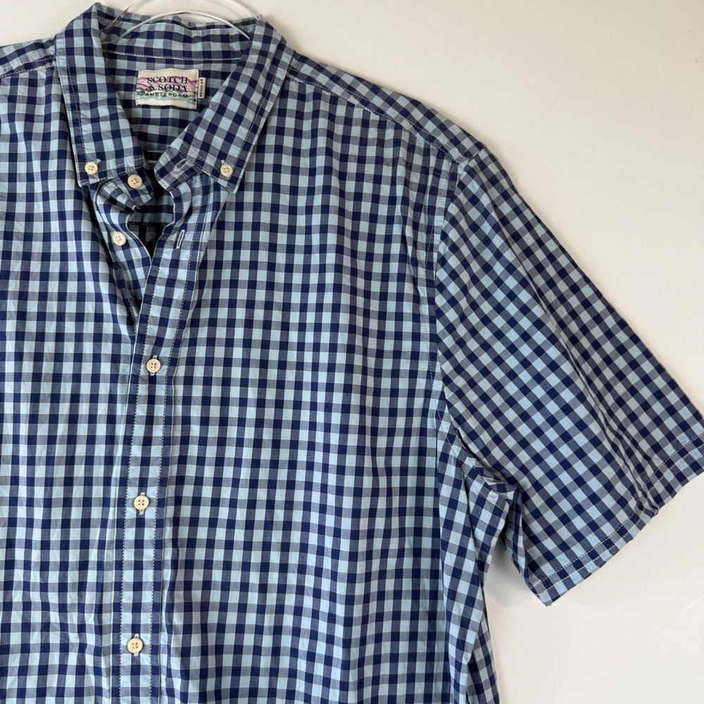 Scotch & Soda Button Down Shirt‎ Short Sleeve Gingham Check XXL